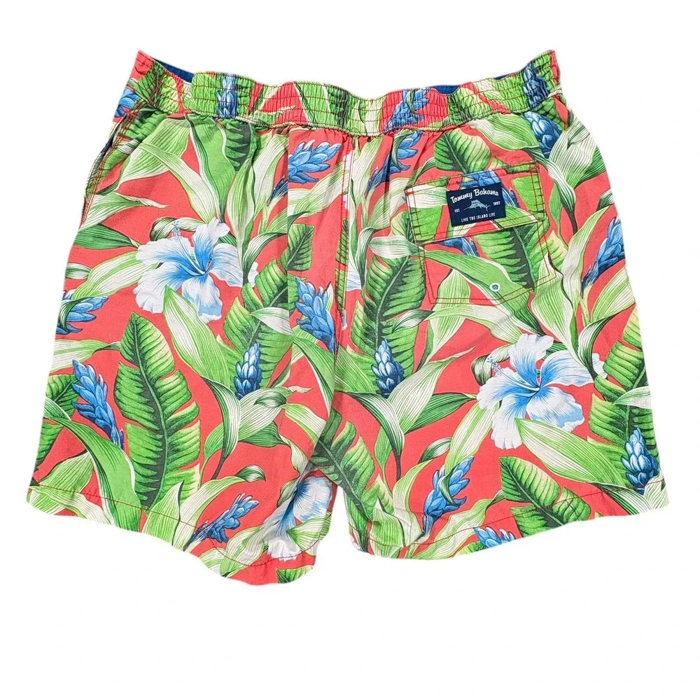 Tommy Bahama Swim‎ Trunks Shorts Mens XL Red Tropical Floral Island Life